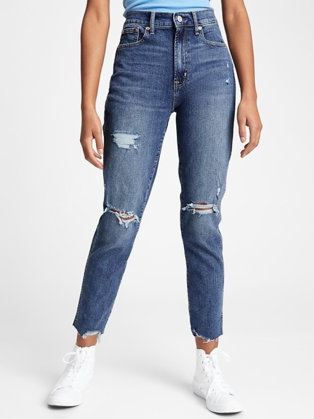 GAP Vintage High Rise Ripped Jeans - Blue